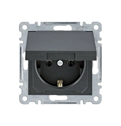Розетка с крышкой Hager Lumina, черная, 16А/230В, WL1153