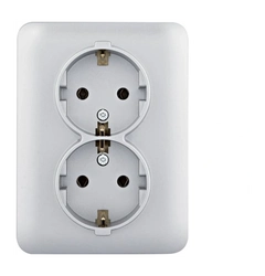 Розетка с ж/к двойная Hager Lumina, серебро, 16А/230В, WL1252