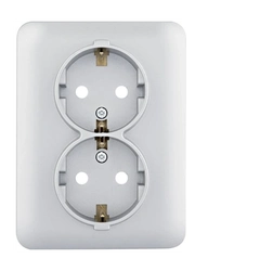Розетка с ж/к двойная с защитой контактов Hager Lumina, серебро, 16А/230В, WL1262