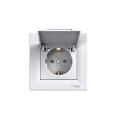Розетка с крышкой с заземляющим контактом Asfora, (белый) EPH3100121