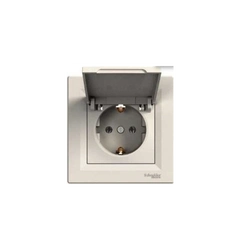 Розетка с крышкой с заземляющим контактом Asfora, (крем) EPH3100123