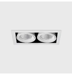 Вбудований стельовий поворотний світильник з рамкою PRO IN 2, L260mm, W138mm, H115mm, LED 2x26W, 3000K, 45°, 2x3377Lm, CRI>80, 700mA, IP20, white color