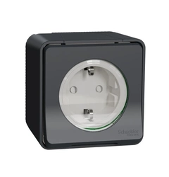 Розетка с шторками и с/к IP55, черная, наружный монтаж Mureva Styl Schneider Electric MUR36034