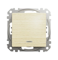 Переключатель с подсветкой 1-кл SE Sedna Elements SDD180106L береза
