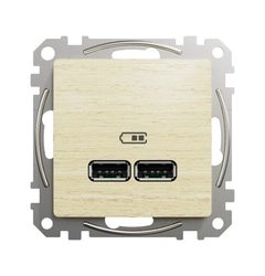 USB розетка тип A+A 2,1A Sedna Elements SE SDD180401 береза