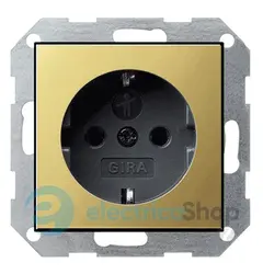 Розетка із з/к із захисними шторками System 55 Gira 0453604 Латунь / Чорний