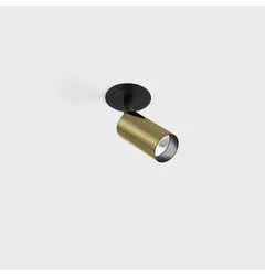 Вбудований стельовий поворотний світильник з рамкою NANO TUB S TRIM, D30мм, H60мм, CREE LED 4.5W, 491Lm, 3000K, 50°, CRI>90, 500mA, IP20, чорний/латунь