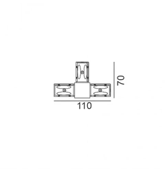 З'єднувач електричний накладний Т-подібний, лівий LTX IN_LINE CORNER T 06.SETLHR.BK