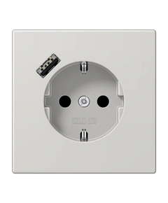 Розетка с ж/у и USB-портом типа A, JUNG LS1520-18ALG светло-серый