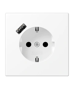 Розетка с ж/у и USB-портом типа A, JUNG LS1520-18AWWM белоснежно матовый