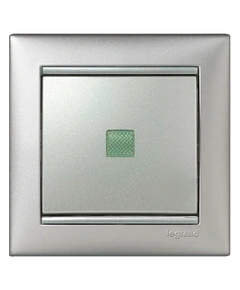 Вимикач 1-клавішний з підсвічуванням Legrand Valena 770110, колір алюміній