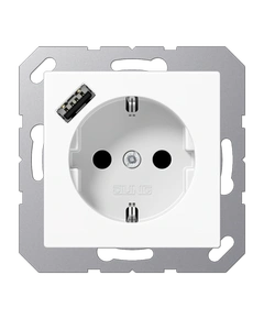 Розетка SCHUKO USB тип A, JUNG A1520-18AWW, колір білий