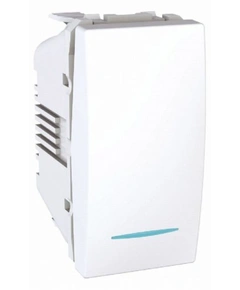 Вимикач із підсвічуванням 1-кл «Unica» колір білий, 1-модуль MGU3.101.18N