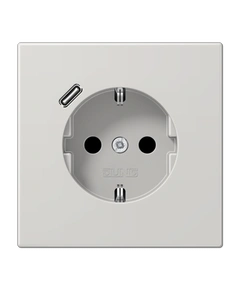 Розетка с ж/у и USB-портом типа C (Quick Charge), JUNG LS1520-18CLG светло-серый