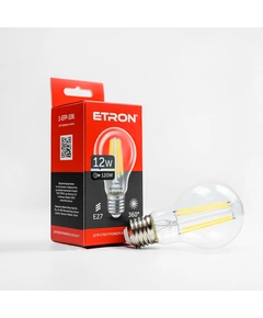 LED лампа ETRON Filament 1-EFP-106 A60 12W 4200K E27 прозрачная
