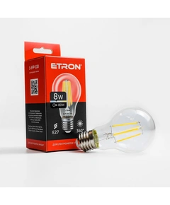 LED лампа ETRON Filament 1-EFP-110 A60 8W 4200K E27 прозрачная