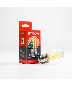 LED лампа ETRON Filament 1-EFP-141 G45 E27 8W 3000K прозрачная