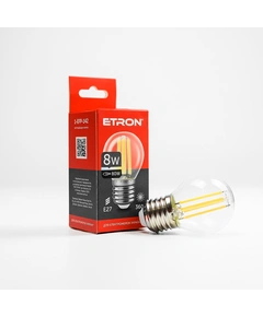 LED лампа ETRON Filament 1-EFP-142 G45 E27 8W 4200K прозрачная