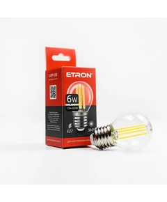 LED лампа ETRON Filament 1-EFP-150 G45 E27 6W 4200K прозрачная