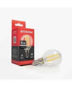 LED лампа ETRON Filament 1-EFP-152 G45 E14 6W 4200K прозрачная
