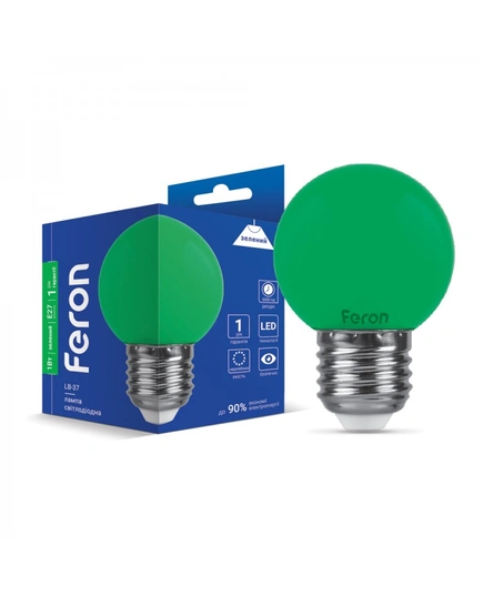 Світлодіодна лампа Feron LB-37 1Вт E27 зелена