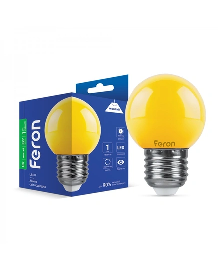 Світлодіодна лампа Feron LB-37 1Вт E27 жовта