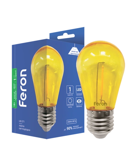 Декоративная светодиодная лампа Feron LB-371 1Вт E27 желтая прозрачная | 01899
