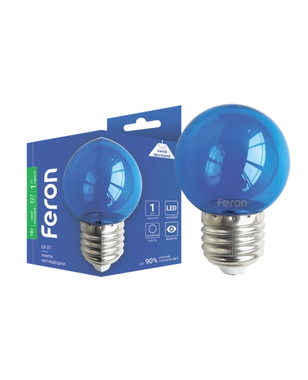 Світлодіодна декоративна лампа Feron LB-37 1Вт E27 синя прозрачна
