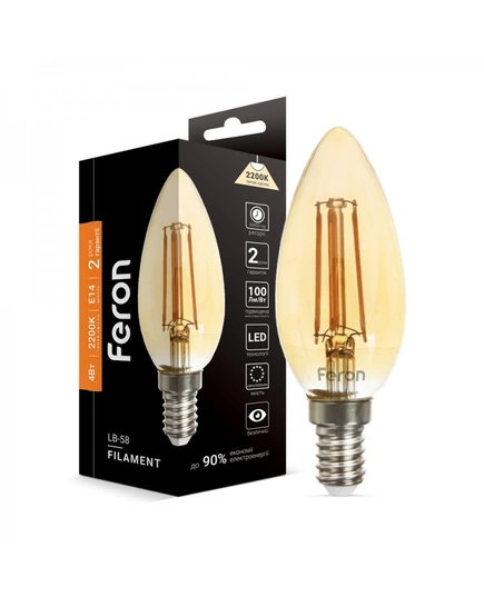 Світлодіодна лампа Feron LB-58 4Вт E14 2200K золото