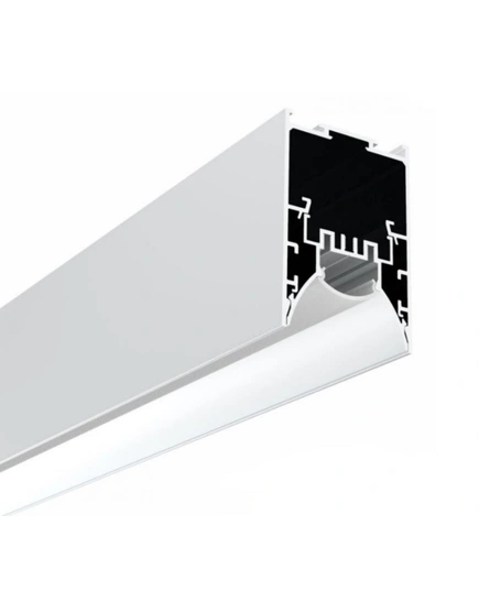 LED профіль срібний підвісний+вставка чорна "антиблік" з розсіювачем PC матовий дифузор, 2,5м KLOODI KLP5080 2.5