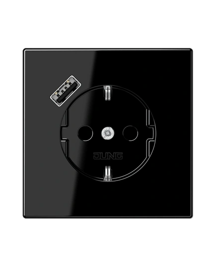 Розетка із з/к та USB-портом типу A, JUNG LS1520-18ASW чорний