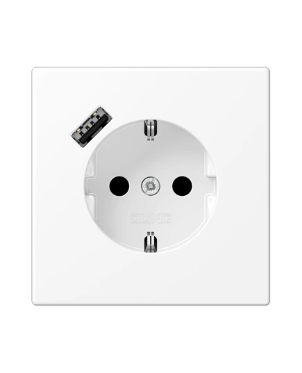 Розетка з з/к та USB-портом типу A, JUNG LS1520-18AWWM біло-матовий