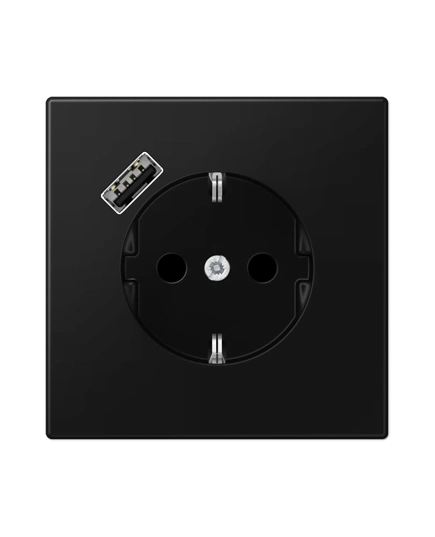 Розетка із з/к та USB-портом типу A, JUNG LS1520-18ASWM чорний графіт матовий