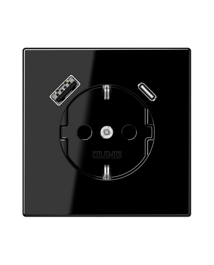 Розетка з з/к та USB тип A + USB тип C, JUNG LS1520-15CASW чорний