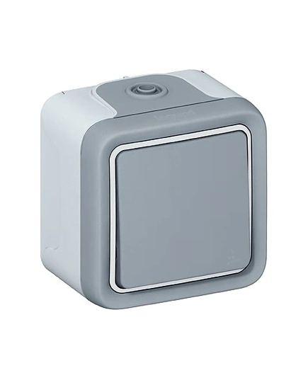Вимикач кнопковий 1-кл 10А IP55, накладний Legrand Plexo - 69720, колір сірий