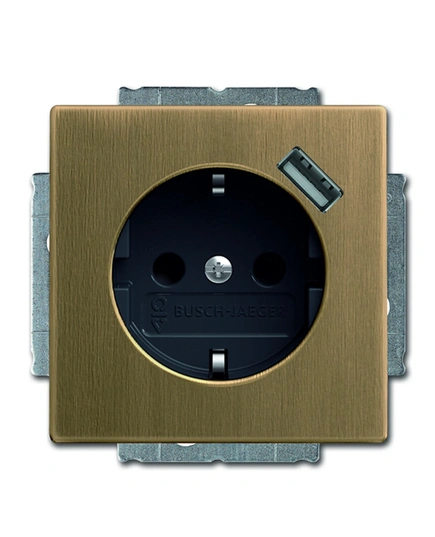 Розетка електрична з USB-виходом SCHUKO ДИНАСТІЯ® ABB, колір «Латунь антична»
