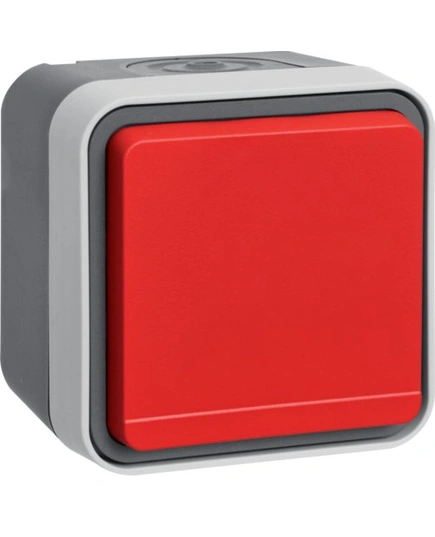 Розетка із з/к із червоною кришкою IP55, сірий, 16А/250В W.1