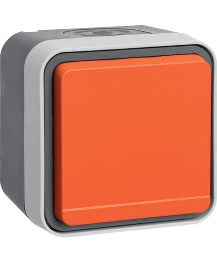 Розетка із з/к із помаранчевою кришкою IP55, сірий, 16А/250В W.1