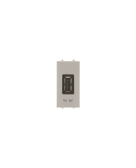Розетка USB 1-мод. Abb Zenit, колір сріблястий