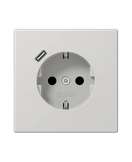 Розетка із з/к та USB-портом типу C (Quick Charge), JUNG LS1520-18CLG світло-сірий