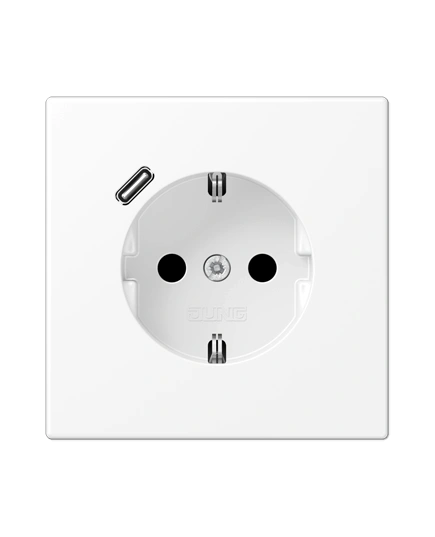 Розетка с ж/к USB-портом типа C (Quick Charge), JUNG LS1520-18CWWM белоснежно матовый