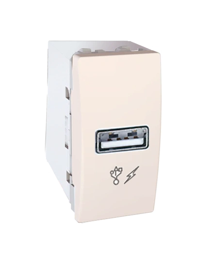 Розетка USB-вихід для заряджання 1-модуль. Unica слонова кістка MGU3.428.25