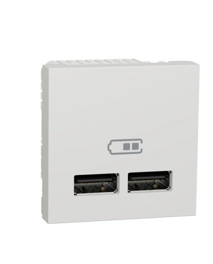 Розетка USB, 2-местная, 5 В/2100 мА, Unica New NU341818 белый