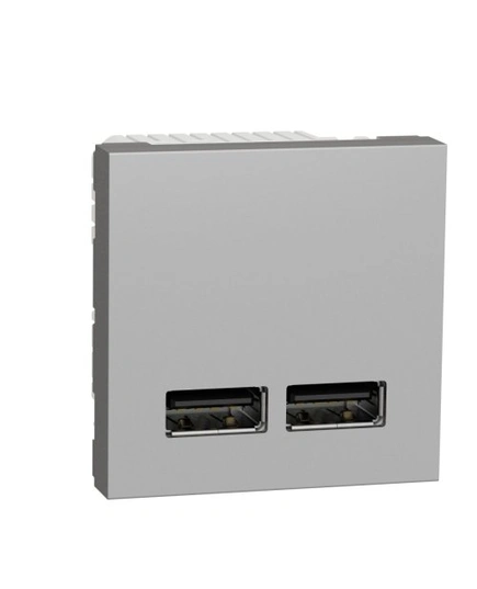 Розетка USB, 2-местная, 5 В/2100 мА, Unica New NU341830 алюминий