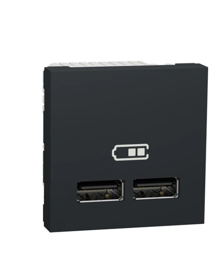 Розетка USB, 2-местная, 5 В/2100 мА, Unica New NU341854 антрацит
