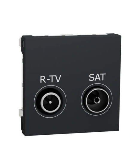 Розетка R-TV/SAT, прохідна, 2-мод., Unica New NU345654 антрацит