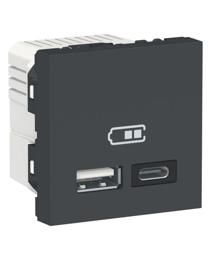 Двойная USB розетка A+C Unica New, NU301854, антрацит