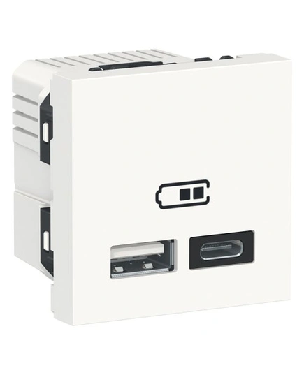 Підвійна USB розетка A+C Unica New, NU301818, біла