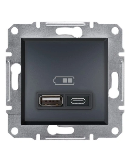 Розетка USB тип А+С 2,4А Schneider Electric Asfora EPH2700371 антрацит