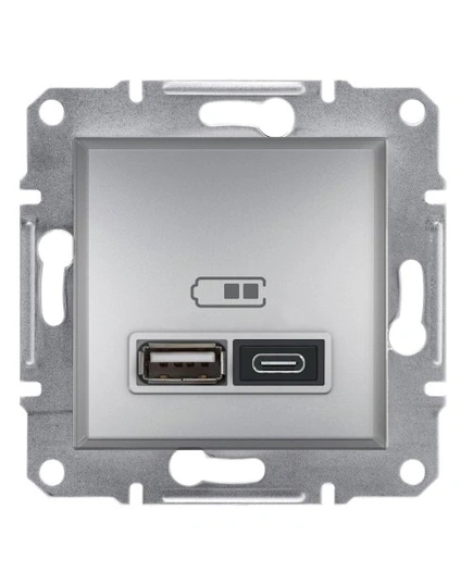 Розетка USB тип А+С 2,4А Schneider Electric Asfora EPH2700361 алюминий